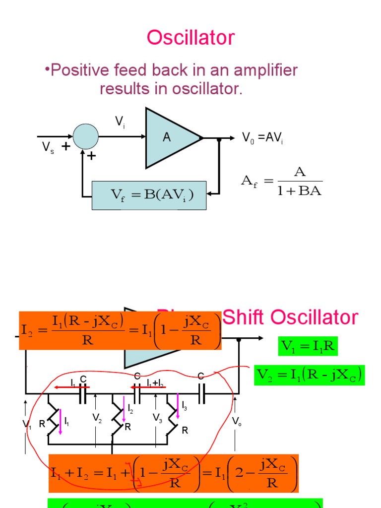 Oscillator: - Positive Feed Back in An Amplifier Results in Oscillator ...