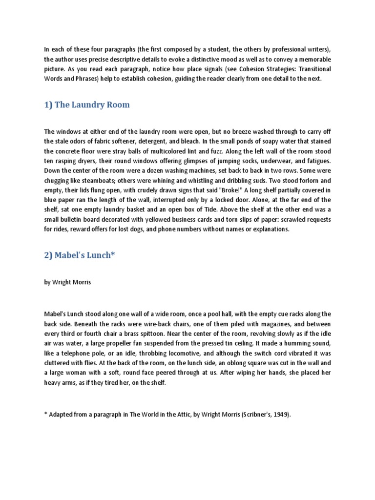 Sample Descriptive Paragraphs Kitchen Nature Free 30day Trial