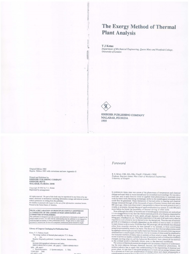 Kotas - The Exergy Method of Thermal Plant Analysis  PDF