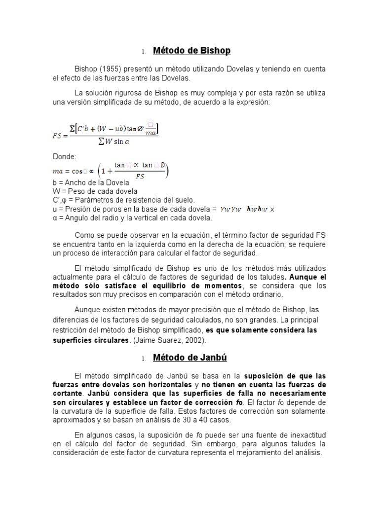 Método Simplificado de Bishop | PDF | Métodos y materiales de enseñanza ...
