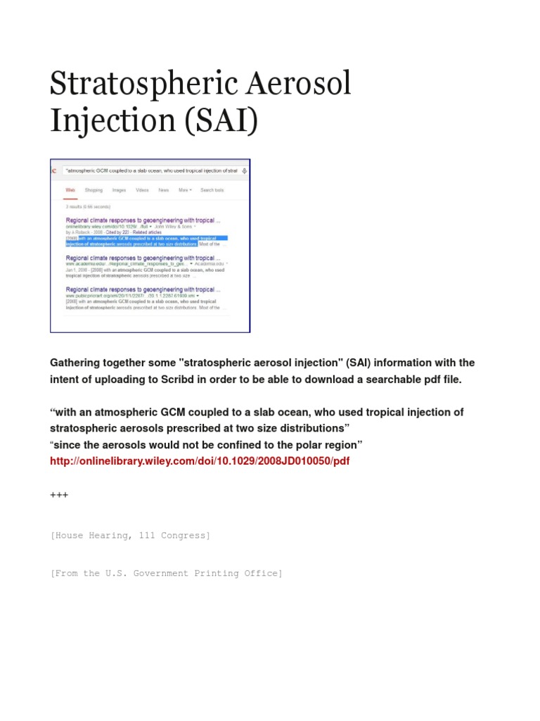 Stratospheric Aerosol Injection Overview | PDF | Climate Engineering ...