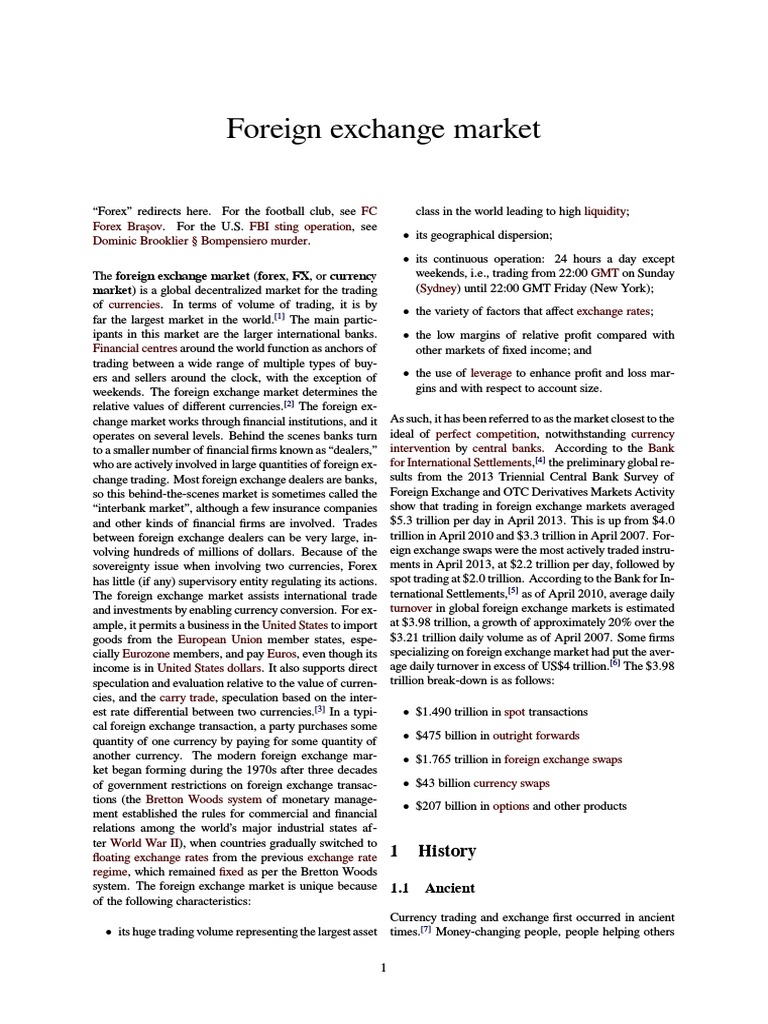 Foreign Exchange Market | PDF | Foreign Exchange Market | Exchange Rate