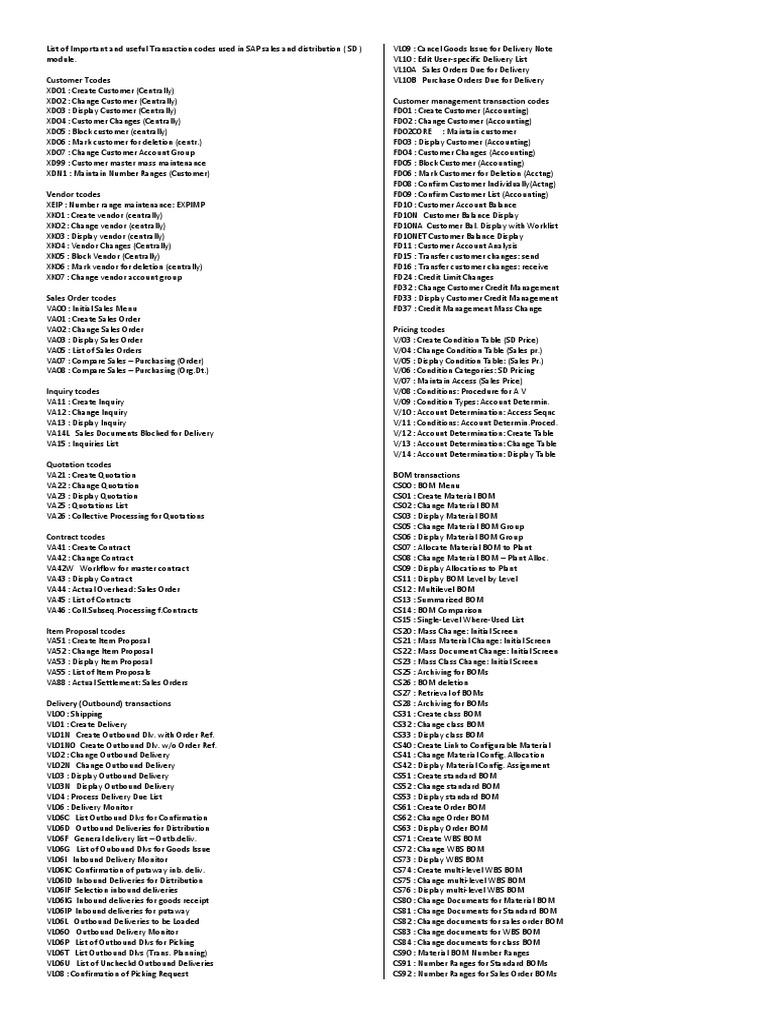 list-of-important-and-useful-transaction-codes-used-in-sap-sales-and