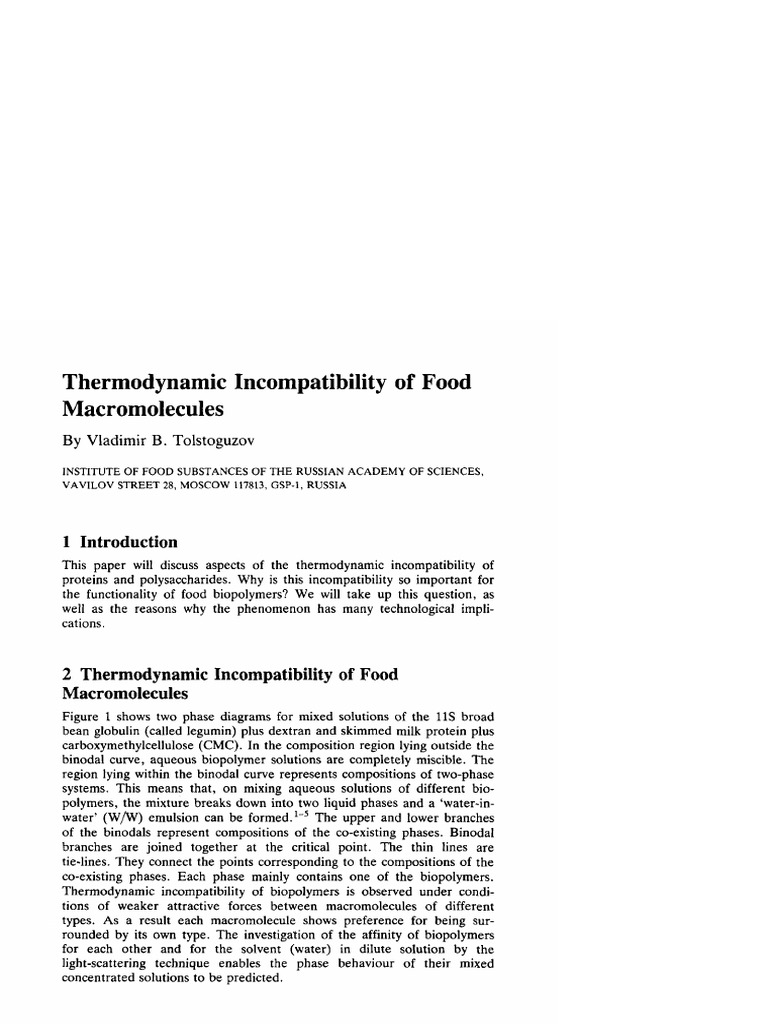 Thermodynamic Incompatibility of Food Macromolecules: Vladimir B ...