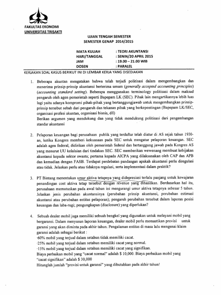 Contoh Soal Uts Akuntansi Kuliah Semester 1