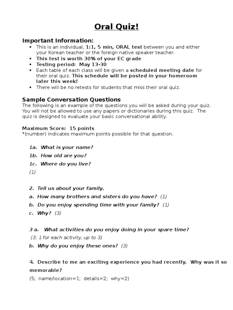 Lesson 8 Prep For Oral Quiz PDF Quiz Human Communication