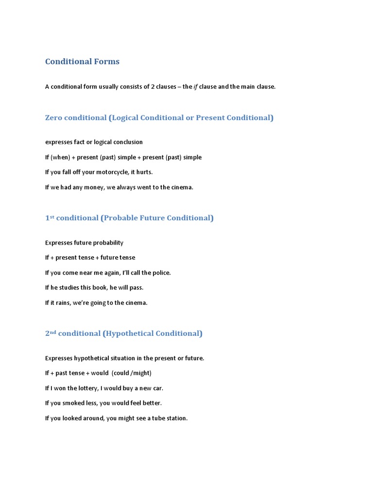 Understanding Conditional Forms | PDF | Social Science | Language Arts ...