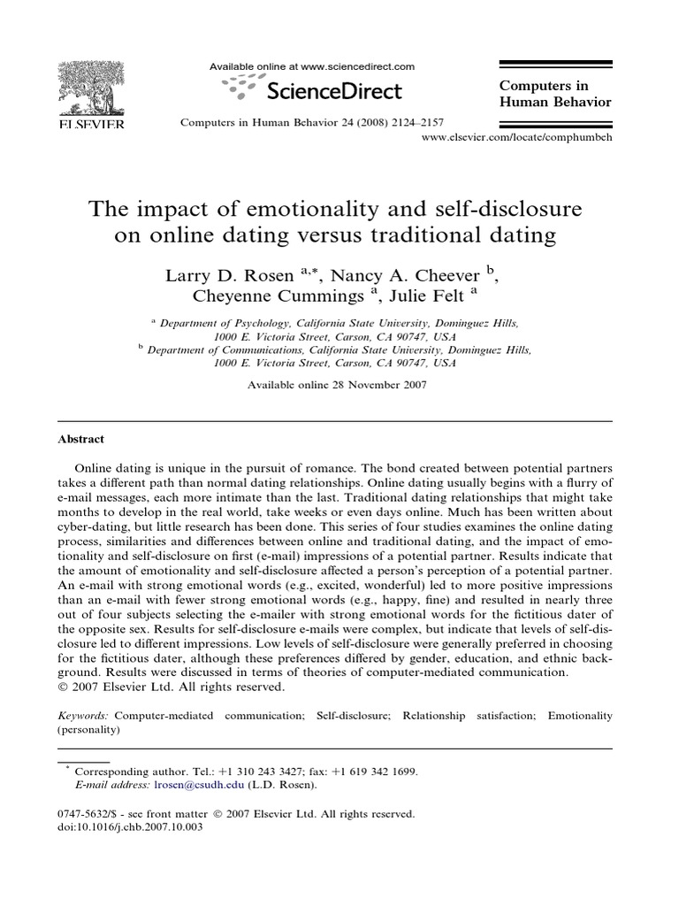 self disclosure online dating