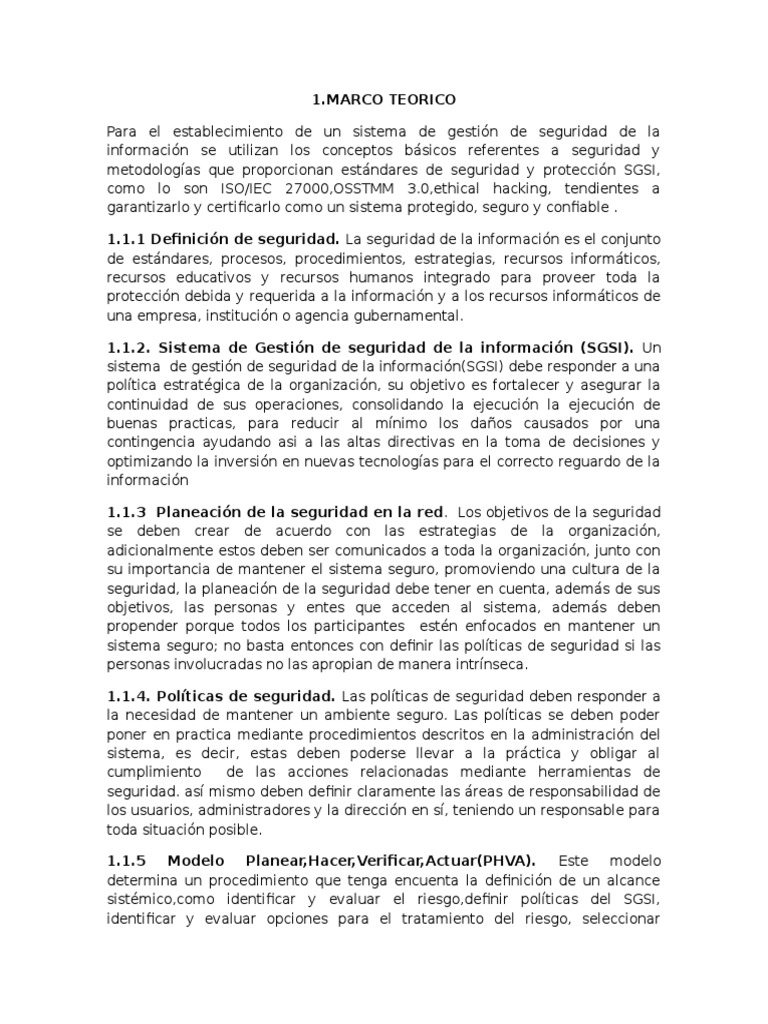 Marco Teorico Seguridad informática y de la información
