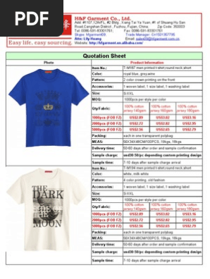 150318 Catelouge and Price List of Men T-shirt