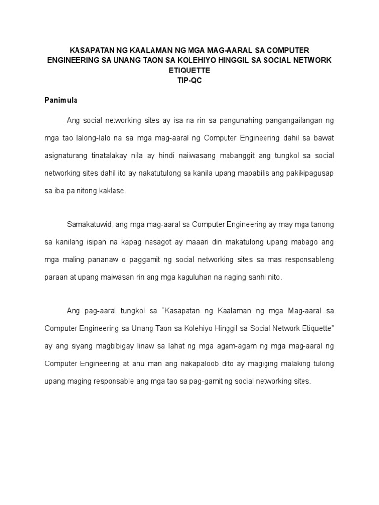 Kasapatan NG Kaalaman NG Mga Mag-Aaral Sa Computer Engineering Sa Unang ...