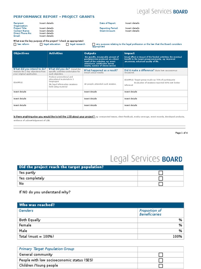 Project Grant Acquittal Report Template | PDF | Grant (Money) | Target ...