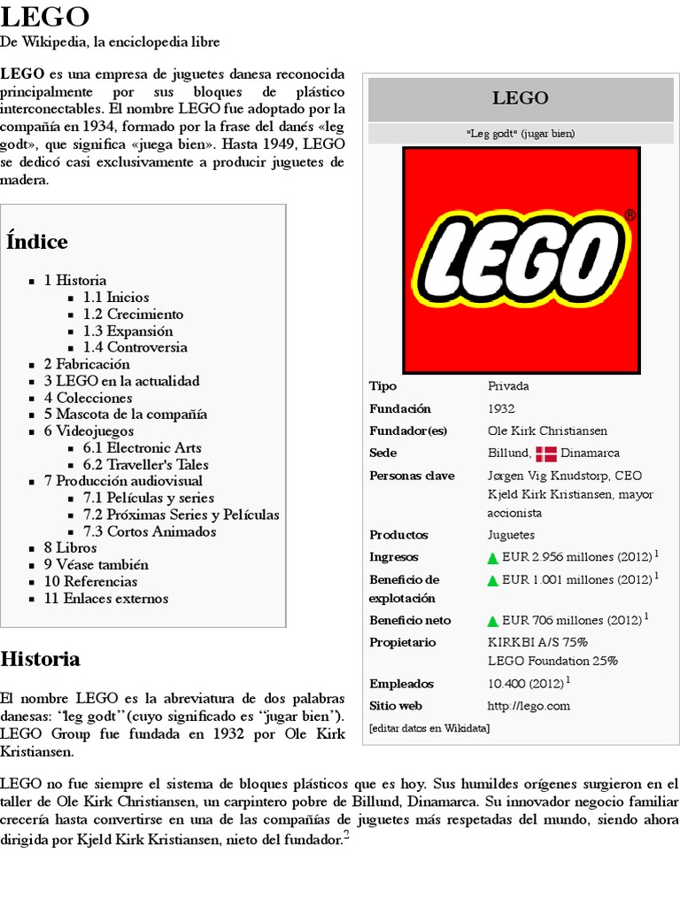 que tipo de empresa es lego