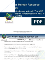 Introductory Lecture II. Introduction To MNC