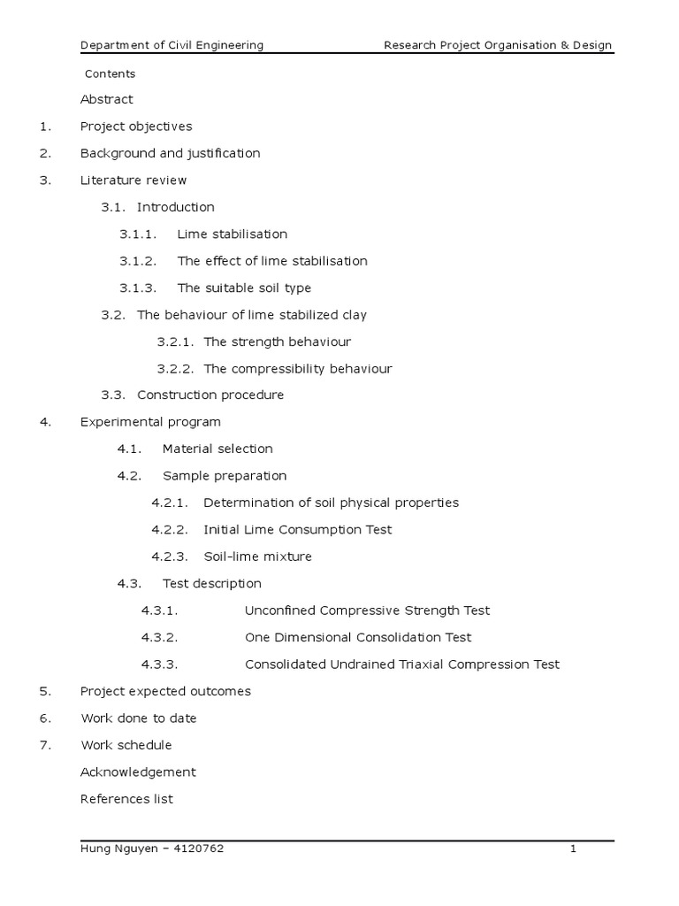 Department of Civil Engineering Research Project Organisation & Design ...