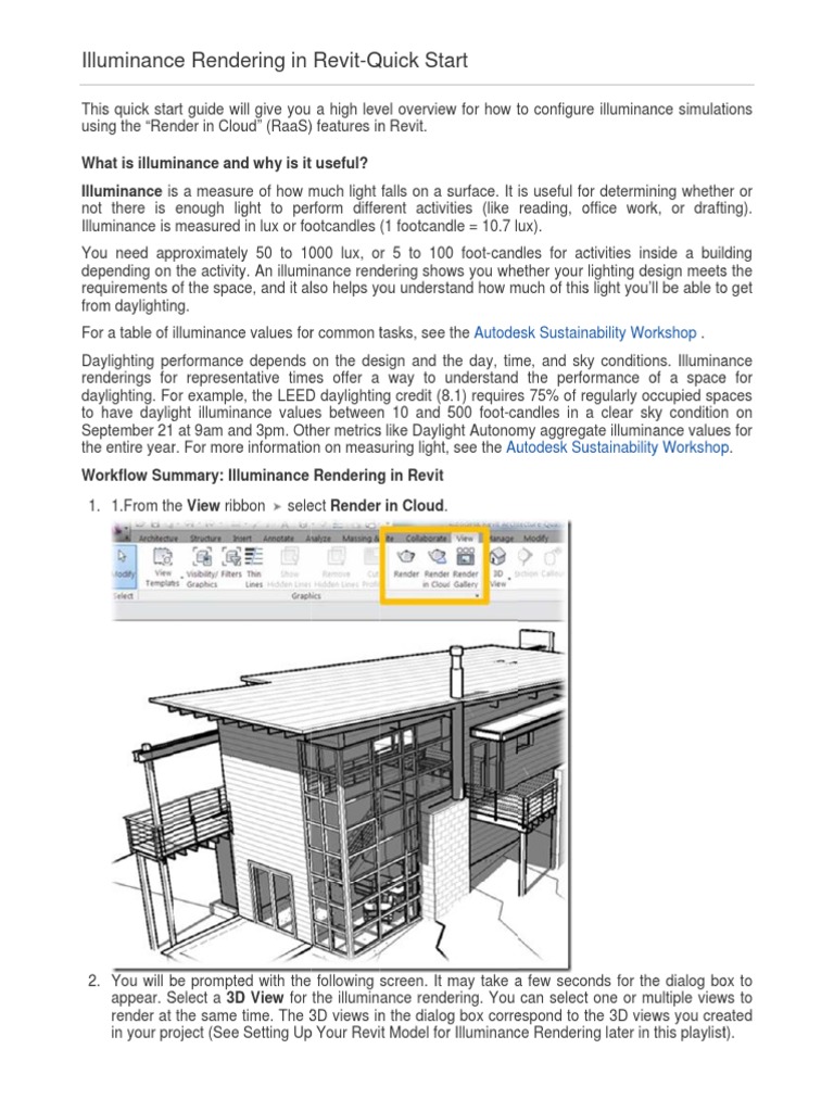 11 Illuminance Rendering In Revit Pdf Autodesk Revit Rendering