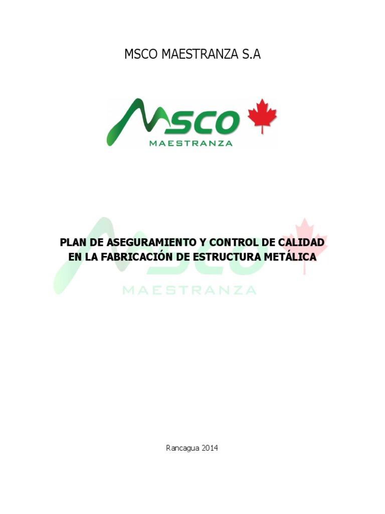Plan de Aseguramiento y Control de La Calidad | PDF | Calidad ...