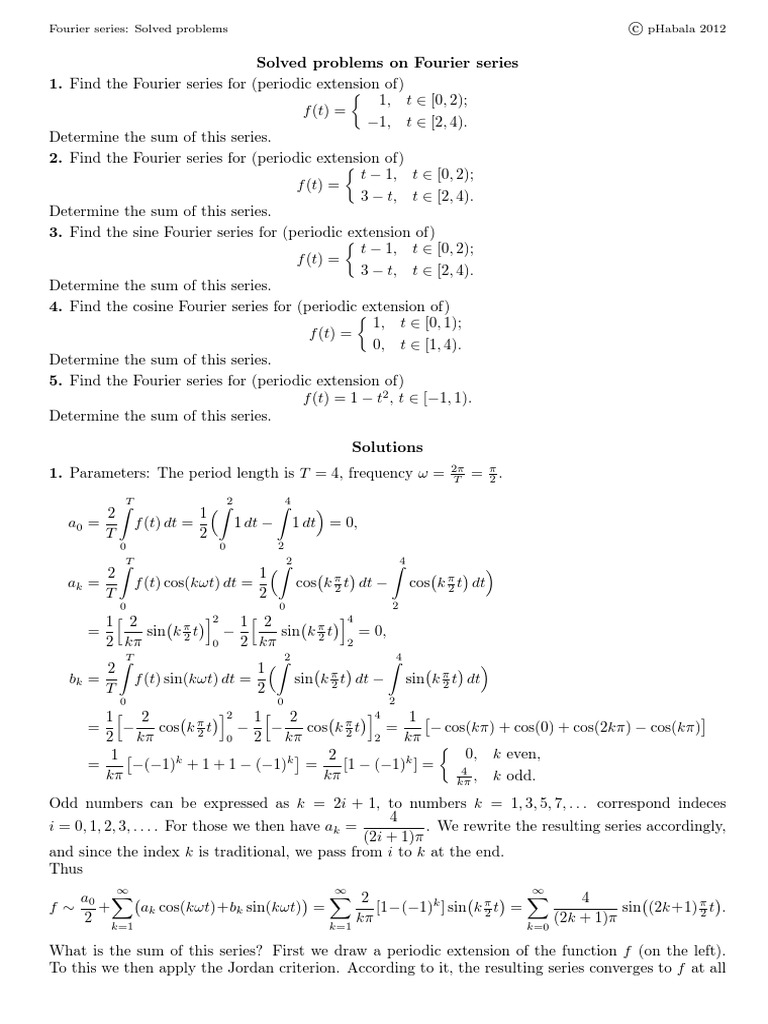 fourier series solved problems pdf