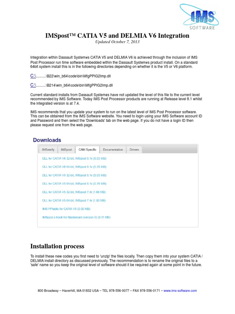 Ims Post Catia Delmia Integration Pdf Computer File Operating
