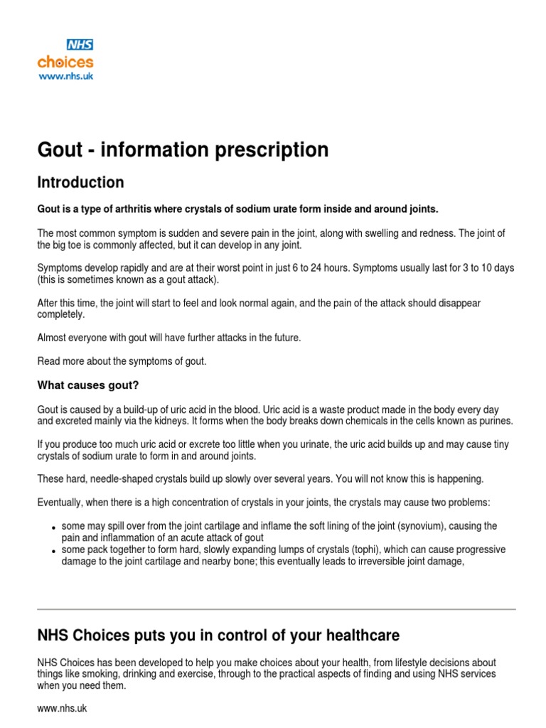 Gout Nhs Choices Gout Joint