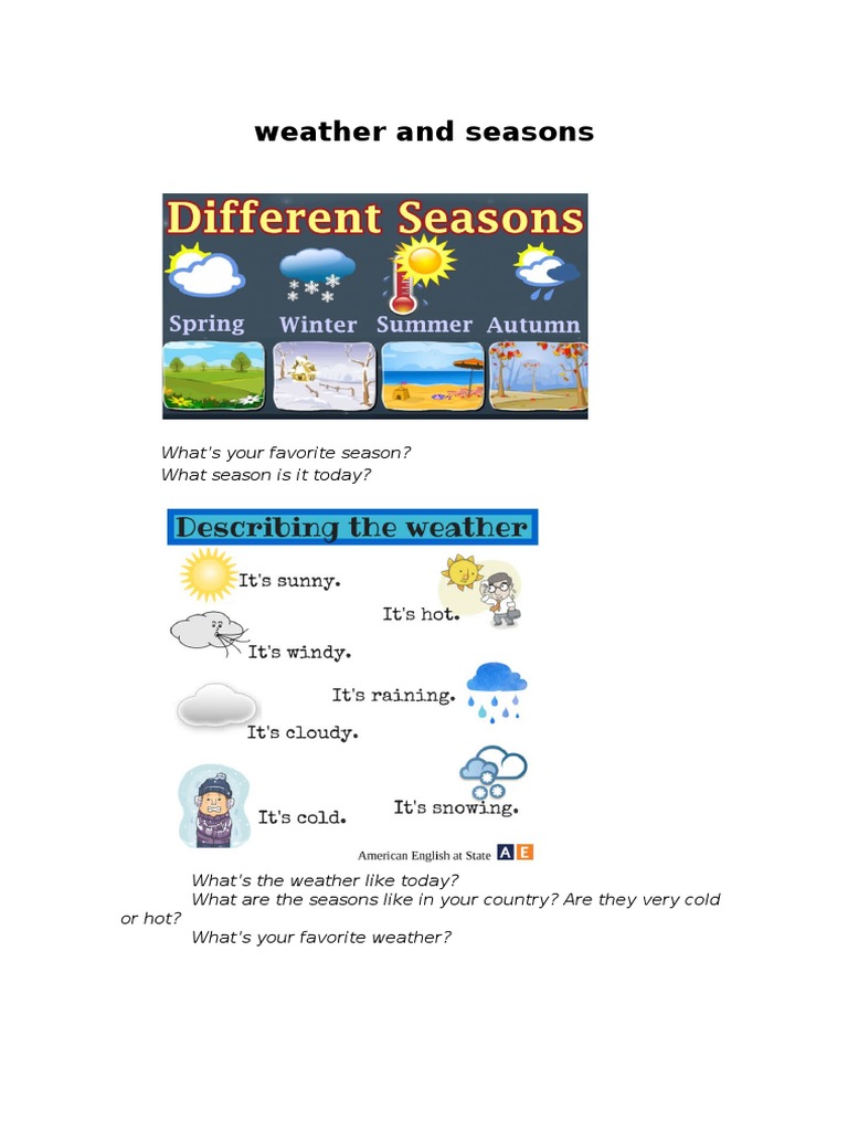 Weather and Seasons: What's Your Favorite Season? What Season Is It ...