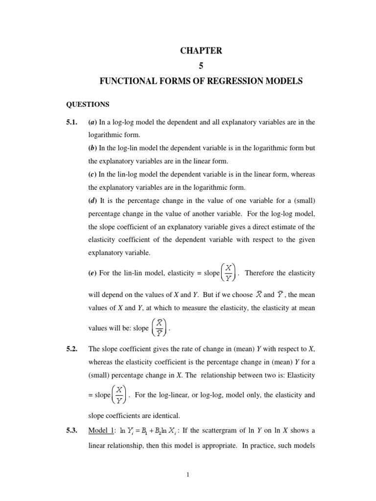Regression Model Functional Forms | PDF