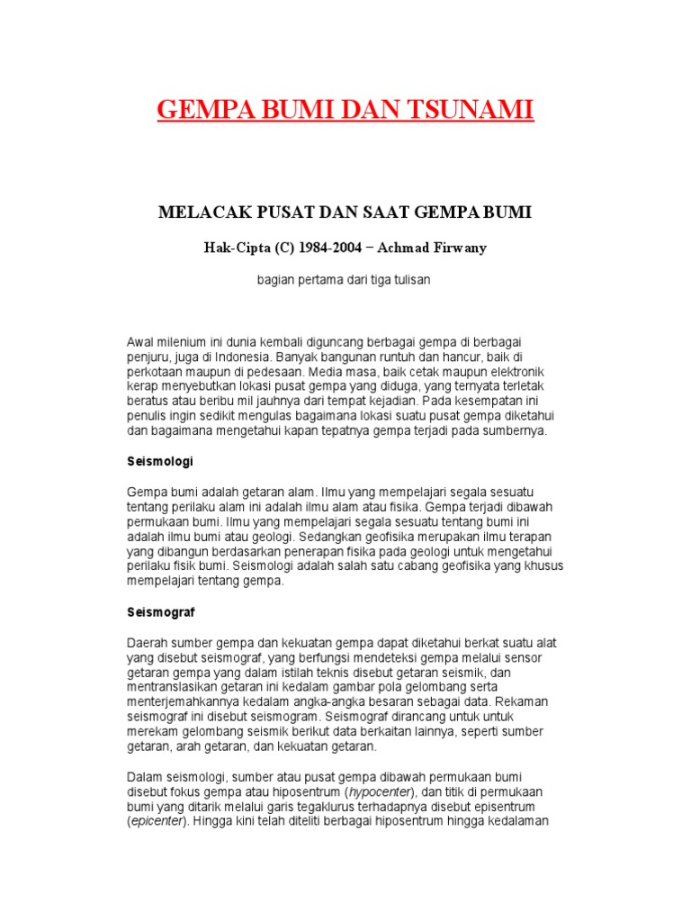Gempa Bumi Dan Tsunami
