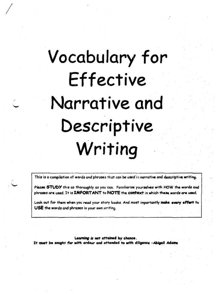 Vocab For Effective Narrative & Descriptive Writing | PDF | Emotions ...