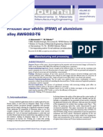 1412SFriction Stir Welds (FSW) of Aluminium Alloy AW6082-T6