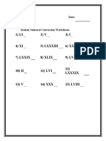 Roman Numeral Conversion Worksheets