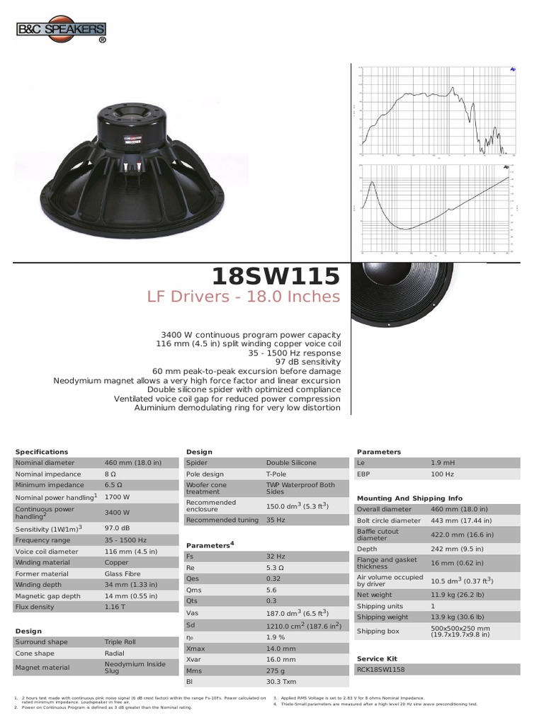LF Drivers - 18.0 Inches: Specifications Design Parameters | PDF ...