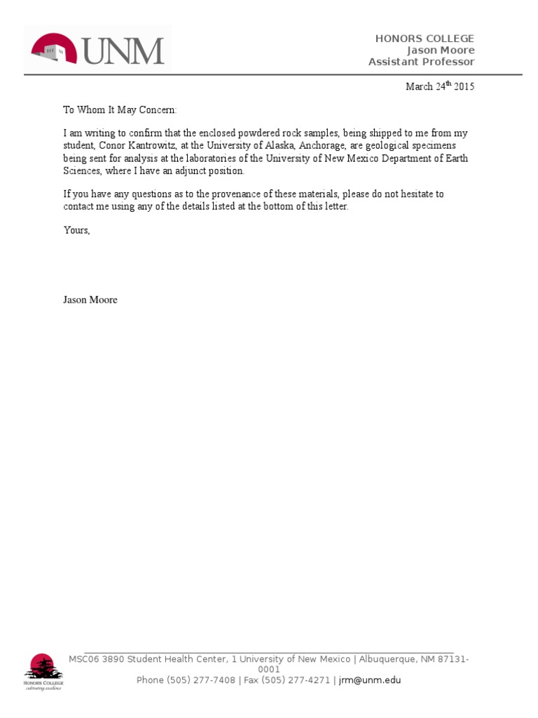 Letter of Provenance Example | PDF