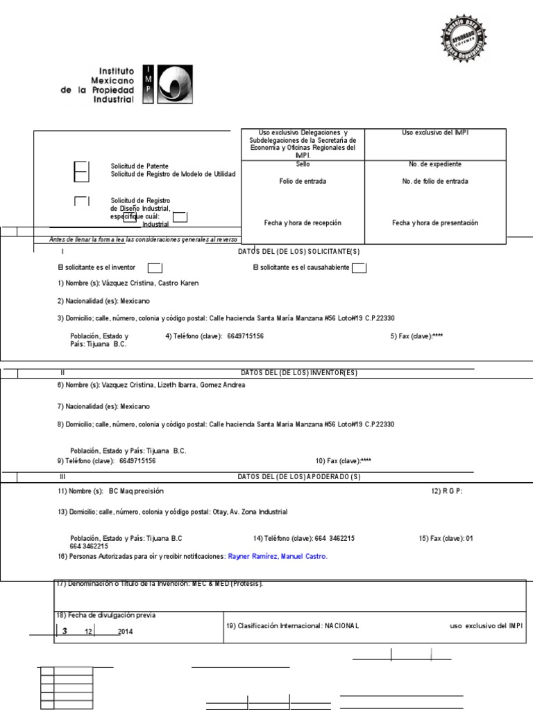 Formato de solicitud de patente.docx Patentar Derecho y economía Prueba gratuita de 30
