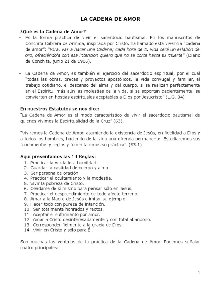 La Cadena de Amor PDF Amor Oración