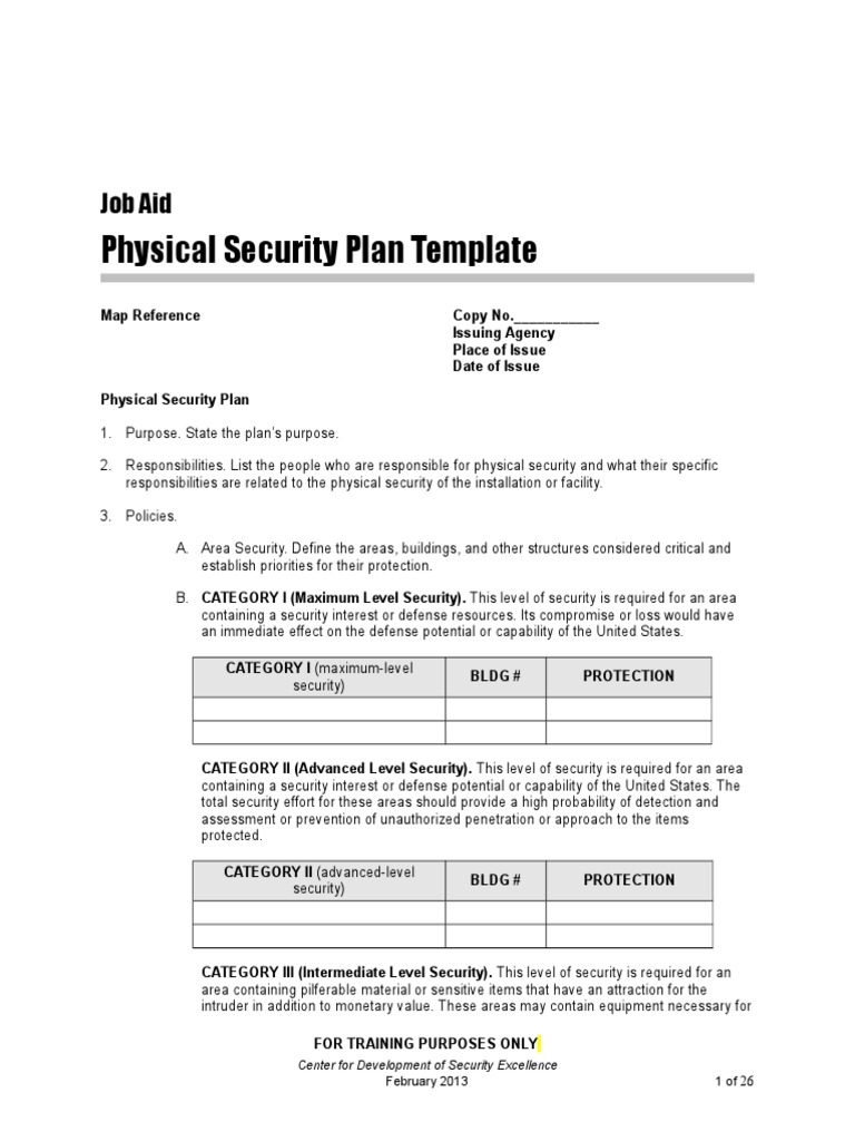 Physical Security Plan Template Physical Security Securities