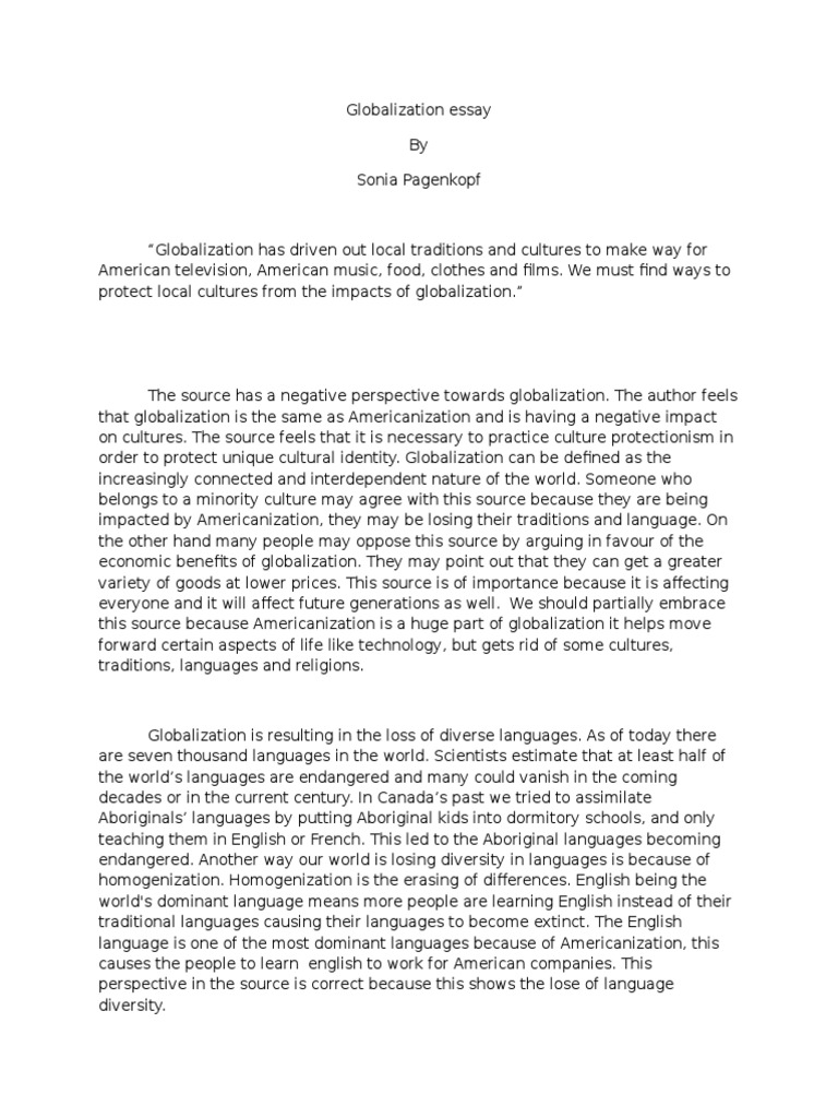 myths of globalization argumentative essay