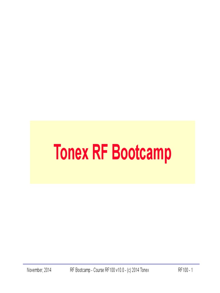 Tonex RF Bootcamp | PDF | Radio Spectrum | Frequency Modulation