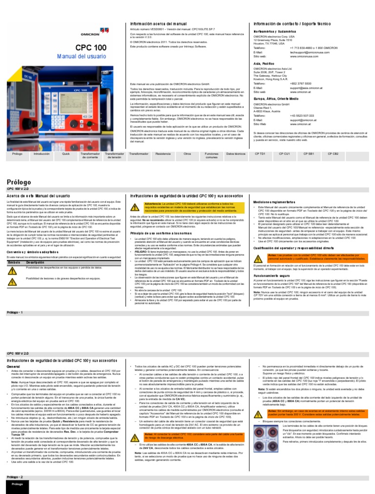 CPC 100 User Manual | PDF | Transformador | Dirección IP