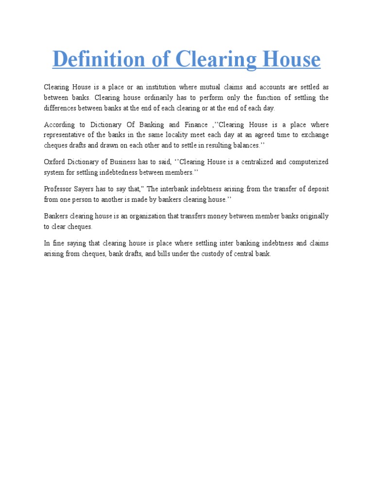 Definition Of A Clearing House – HGCGXU