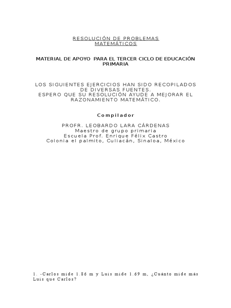 Resolucion De Problemas Matematicos Tonelada Litro