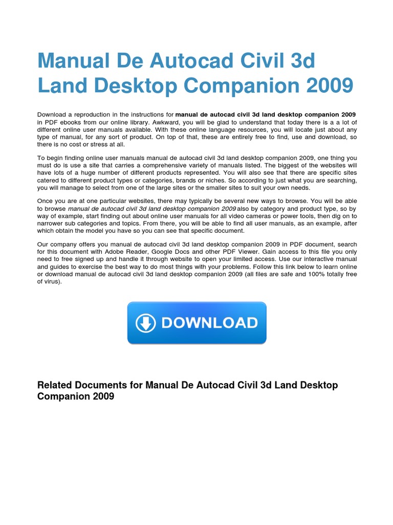 Manual de Autocad Civil 3d Land Desktop Companion 2009 | Auto Cad | E Books