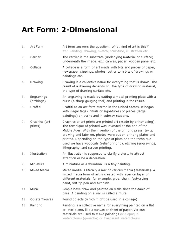 Art Form 2-Dimensional | PDF | Printmaking | Engraving