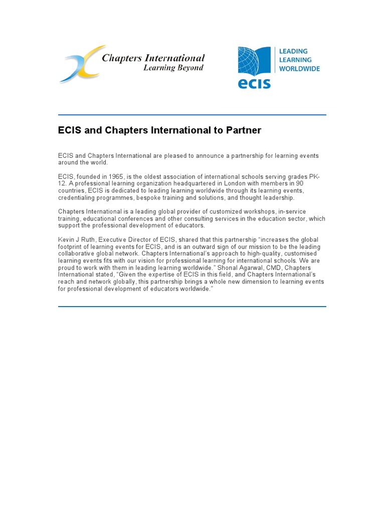 ECIS and Chapters International Partnership | PDF
