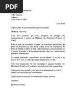 Lettre de Recommandation Prof Pour Etudiant