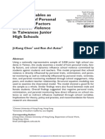 School Variables As Mediators of Personal and Family Factors On School Violence in Taiwanese Junior High Schools