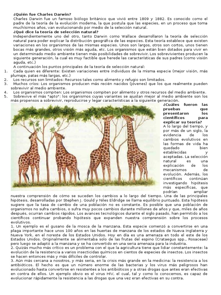 Charles Darwin y la teoría de la evolución por selección natural | PDF ...