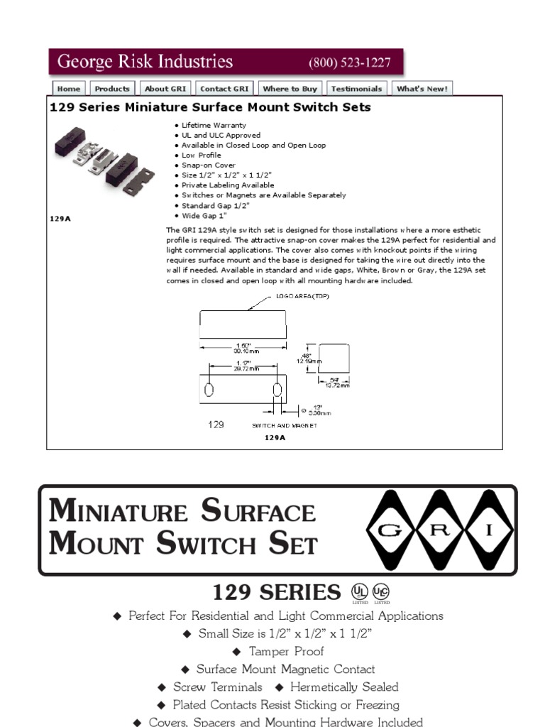 GRI 129AB Data Sheet Switch Electrical Wiring