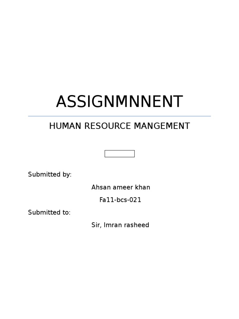 Assignmnnent: Human Resource Mangement | PDF
