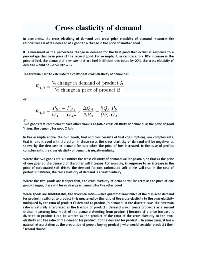 Understanding Cross Elasticity of Demand | PDF | Demand | Elasticity ...