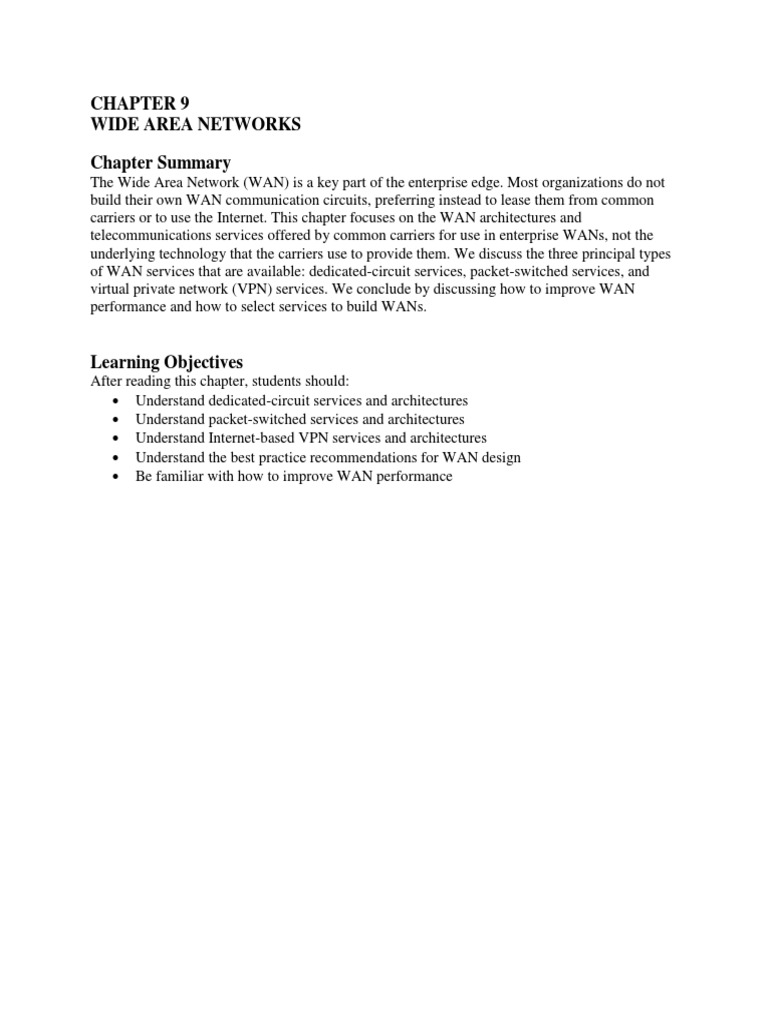 Ch09 Wide Area Networks Q&A | PDF | Virtual Private Network | Computer ...